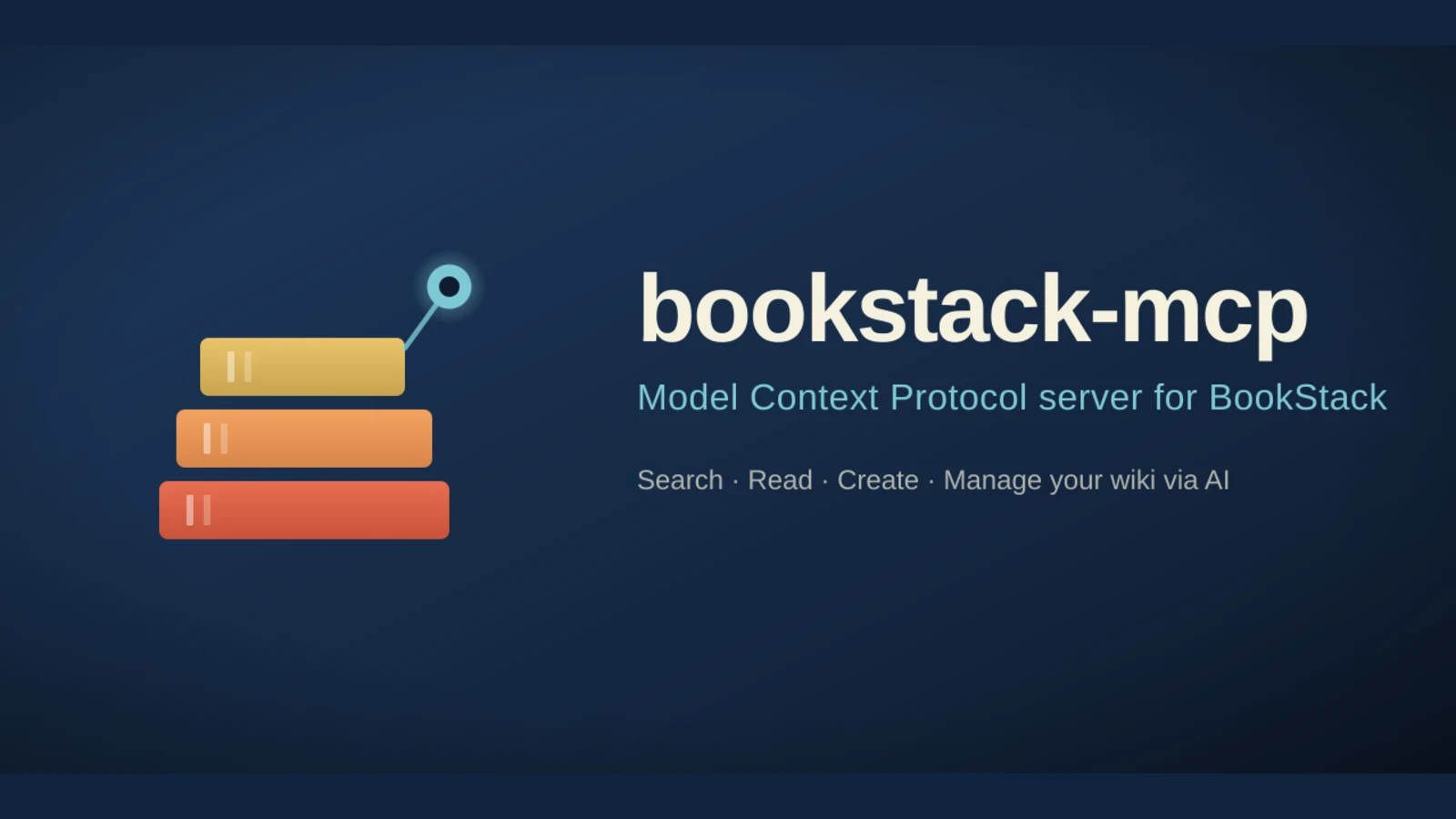 BookStack MCP project artwork describing a Model Context Protocol server for BookStack