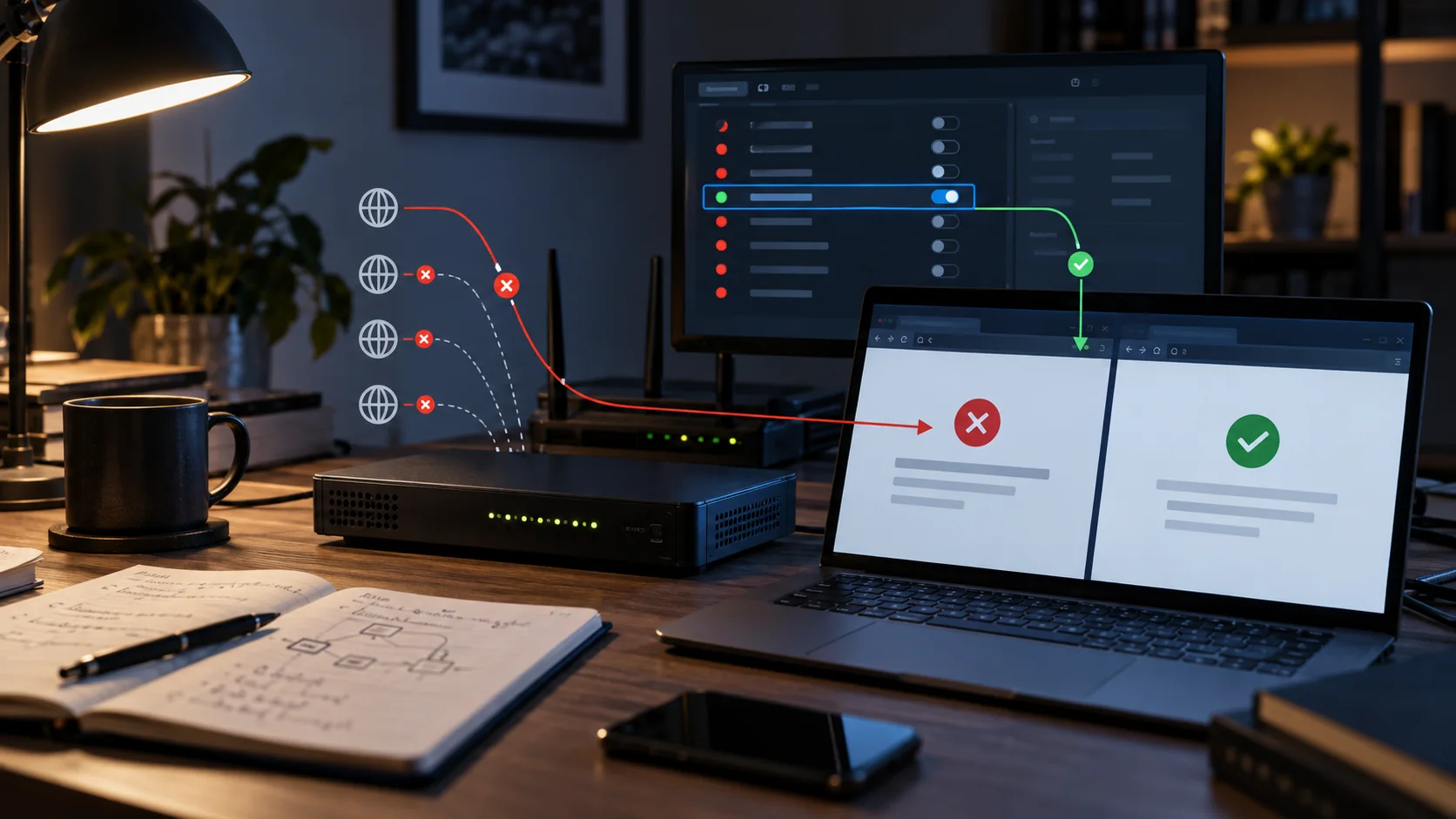 One precise allowed path through a home network DNS filter